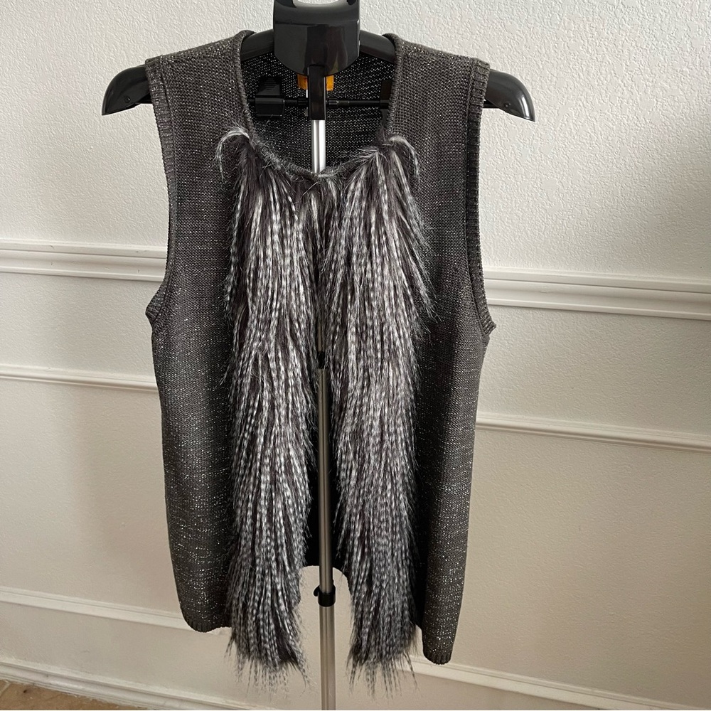 Ruby Rd. Charcoal and Silver Knit Vest